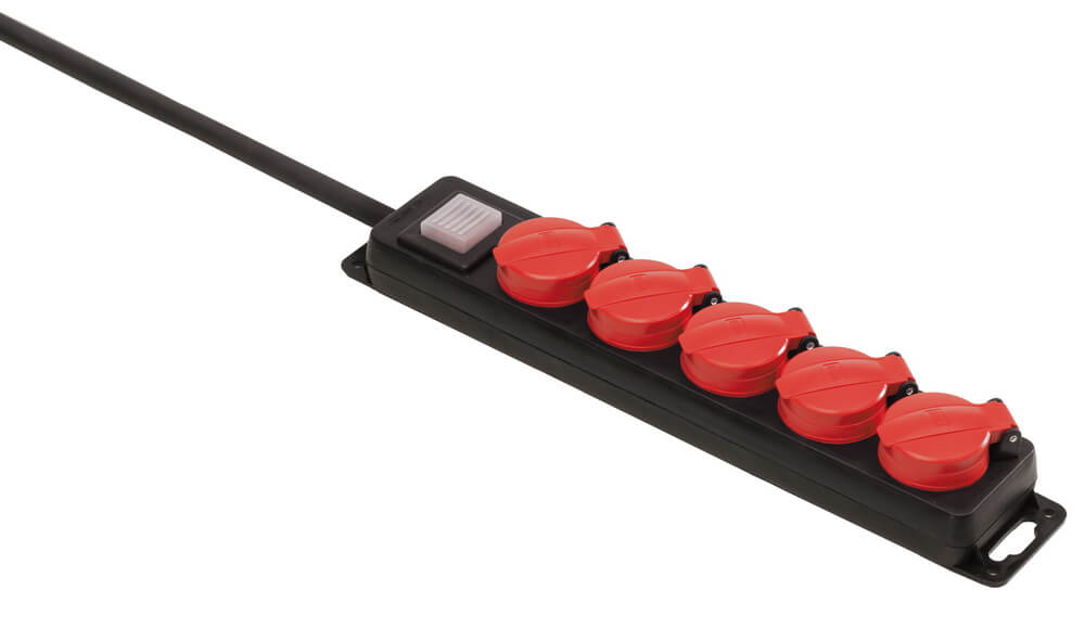 Steckdosenleiste 5-fach 4,5m IP44 Bau (mit Schalter+Deckel) 230V 16A H07 Steckdosenleiste 5-fach 4,5m IP44 Bau (mit Schalter+Deckel) 230V 16A H07