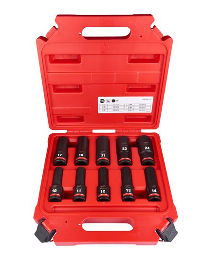 Milwaukee SHOCKWAVE Schlagnuss-Set 1/2" lang 10-tlg. im Kunststoffkoffer 10-24mm