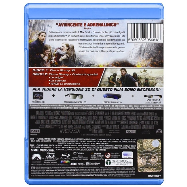 World War Z (Blu-ray 3D+2D) Deutscher Ton (mit Brad Pitt)