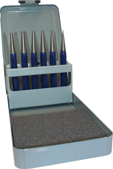 PROMAT Durchtreibersatz 6tlg 1/2/3/4/5mm +Körner D.4mm in Metallkasette