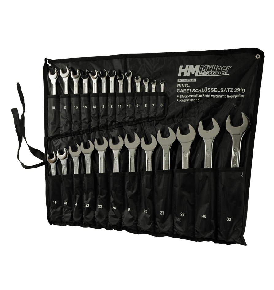 HM Müllner Ring-Gabelschlüsselsatz 25tlg 6-32mm CV in PVC-Rolltasche HM Müllner Ring-Gabelschlüsselsatz 25tlg 6-32mm CV in PVC-Rolltasche