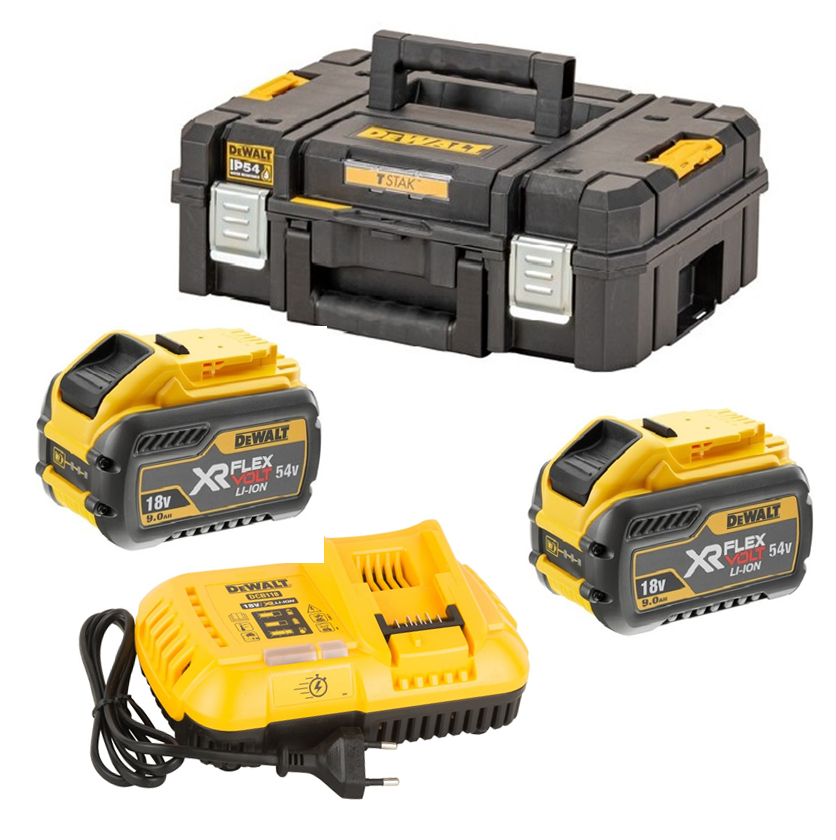DeWalt DCB118X2T Starter-Set 2xAkku 54V 162Wh (18V 9Ah)+Ladegerät DCD118 i.TSTAK