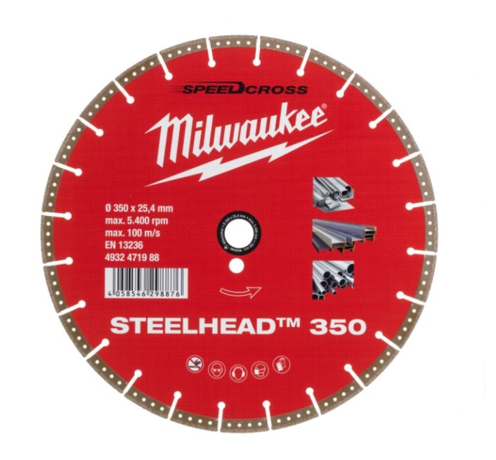 Milwaukee Diamanttrennscheibe DH STEELHEAD 350 mm für Stahl, Edelstahl und Beton