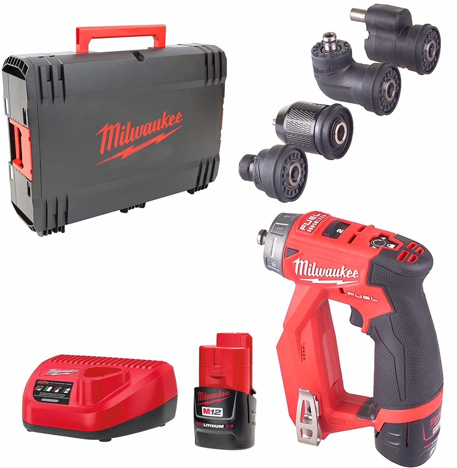 Milwaukee M12FDDXKIT-202X 12V Akku-Bohrschrauber mit Wechselköpfen