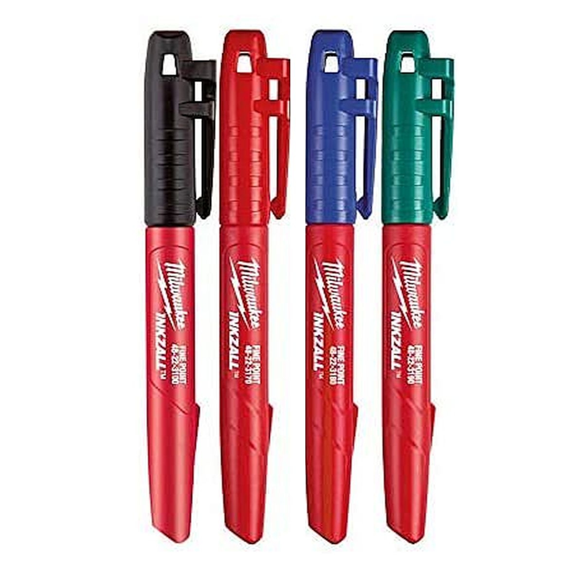 Milwaukee INKZALL Permanentmarker Set 4-tlg. feine Spitze schwarz/rot/blau/grün