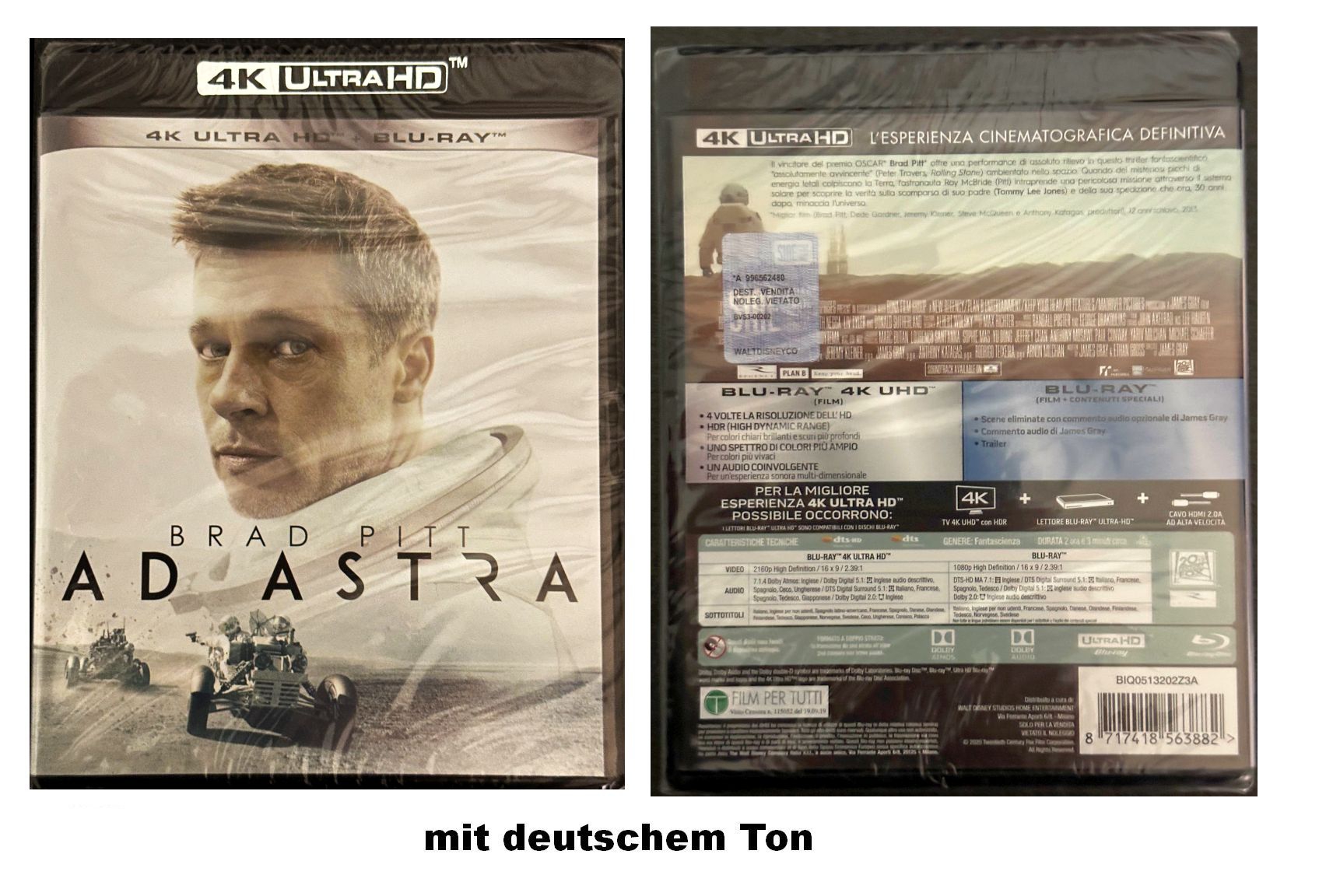 AD ASTRA (4K Ultra HD +Blu-ray) Ton Deutsch