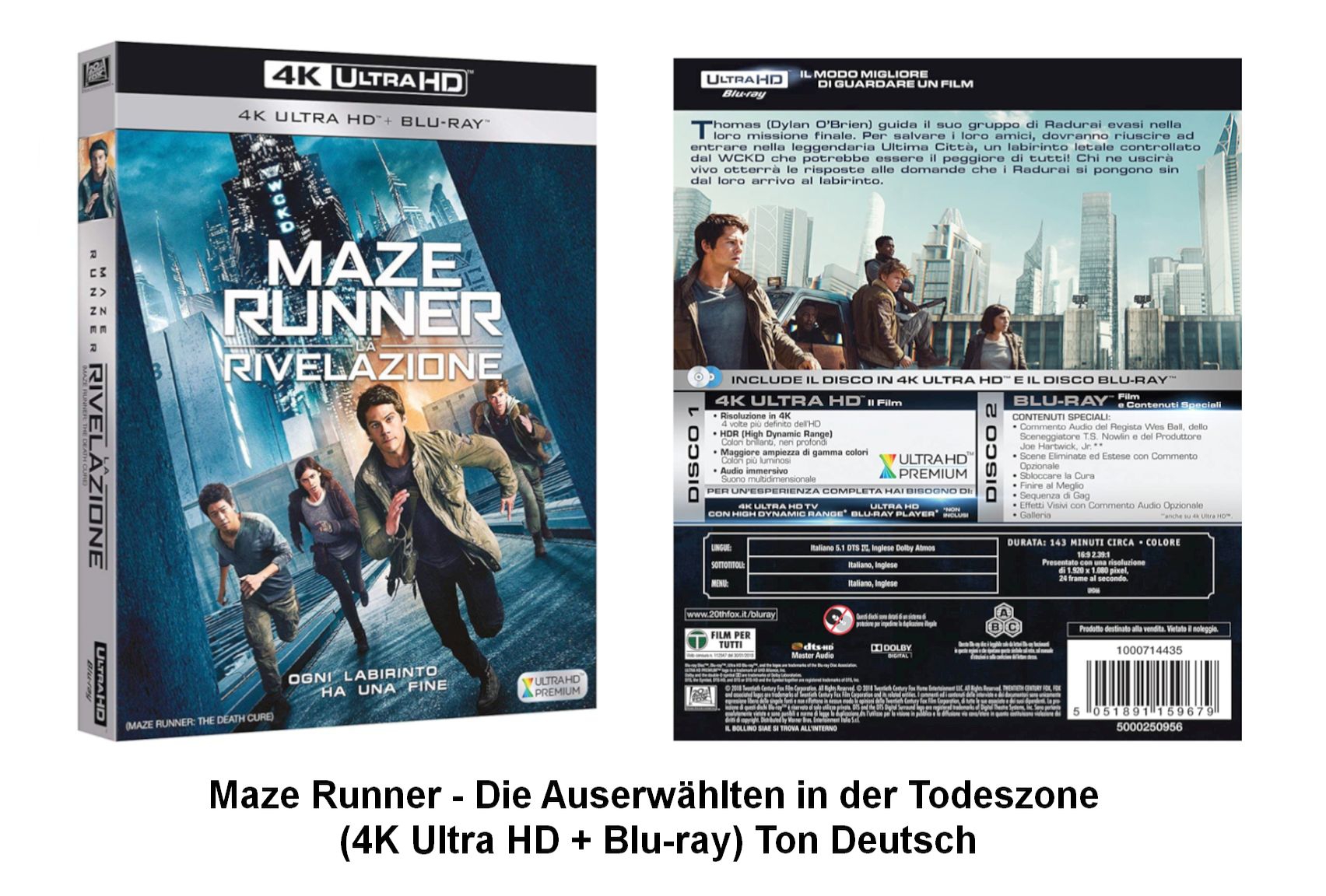 Maze Runner - Die Auserwählten in der Todeszone (4K UHD + Blu-ray) Deutsch Ton