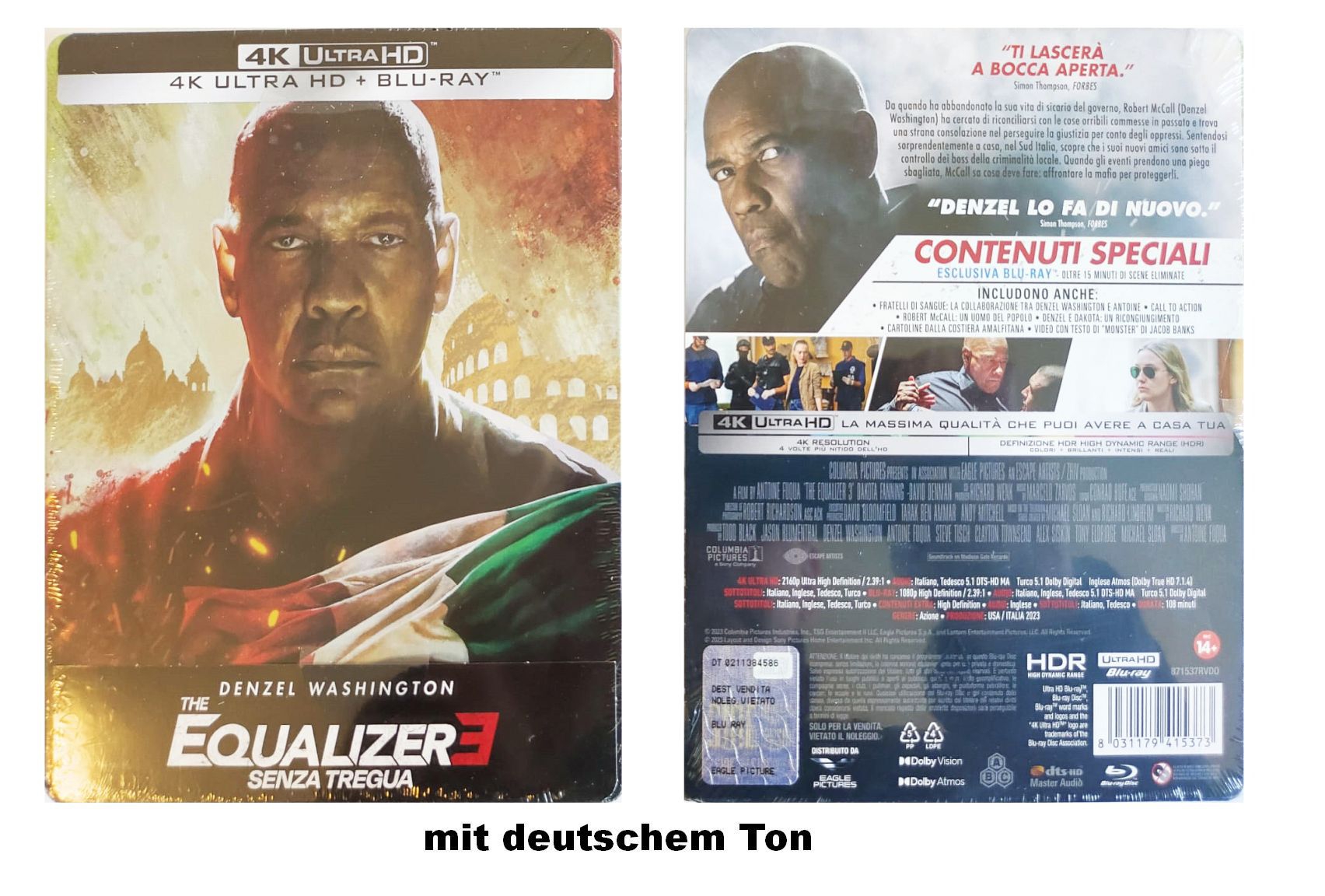 EQUALIZIER 3 Steelbook (4K Ultra HD +Blu-ray) deutscher Ton (Denzel Washington)