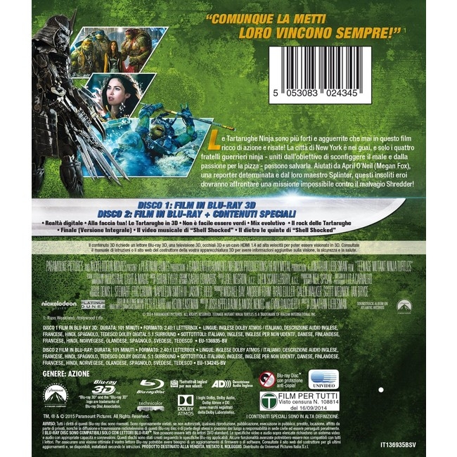 Teenage Mutant Ninja Turtles (Blu-ray 3D+2D) Deutscher Ton