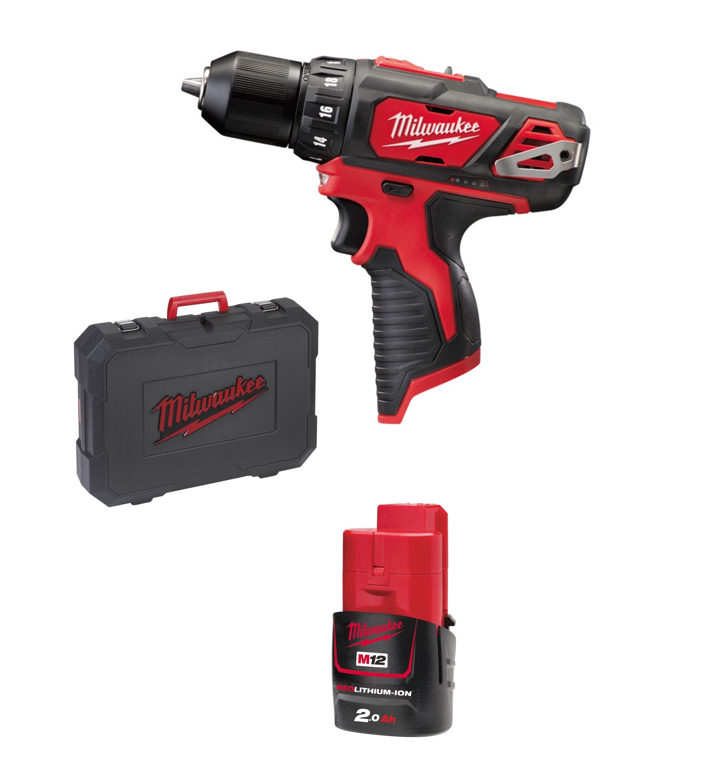 Milwaukee M12BDD-201C Akku-Bohrschrauber im Koffer 12V