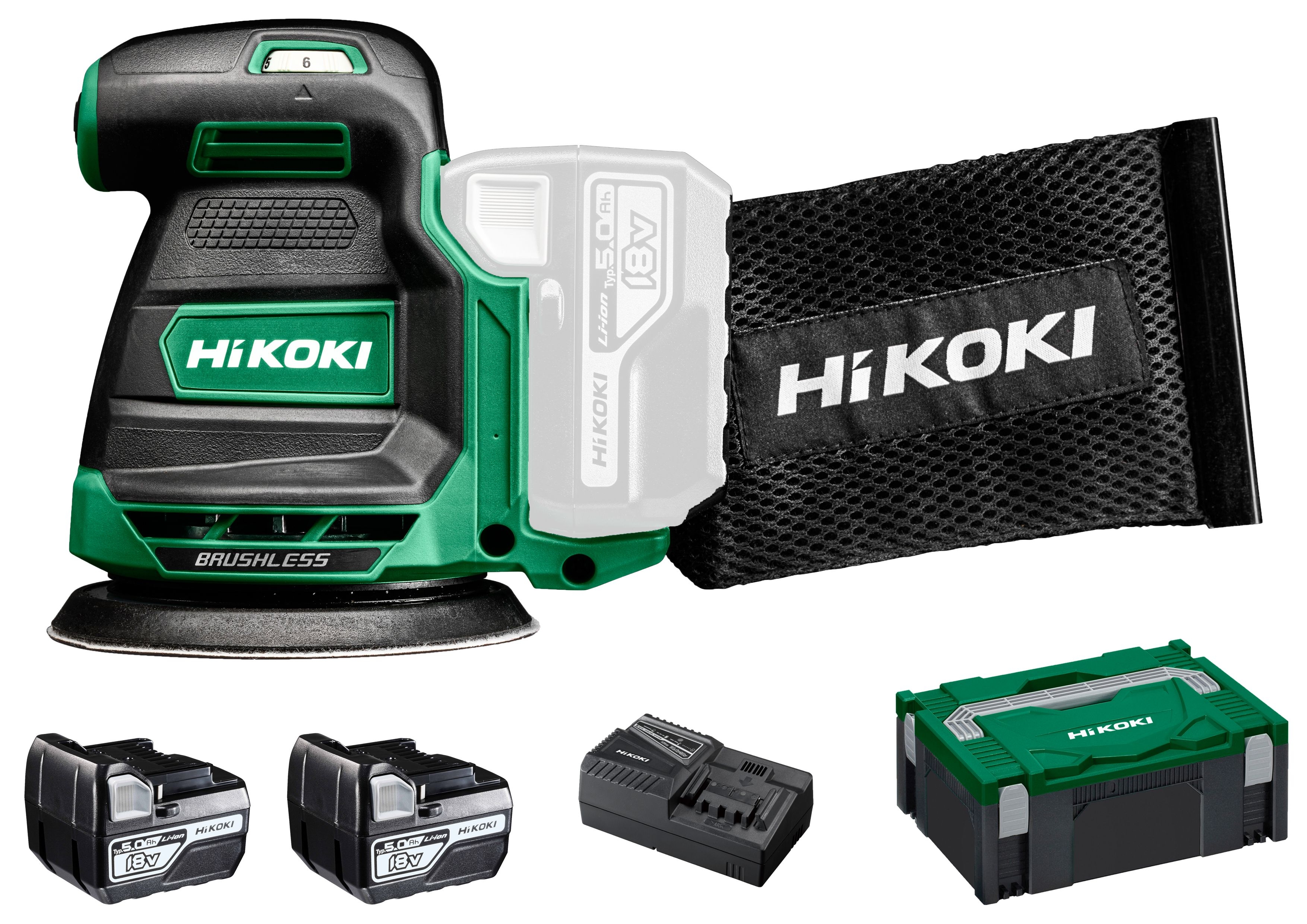 HIKOKI SV1813DA (5.0) (HSC II) Akku Exzenterschleifer 2xAkku 18V 5Ah