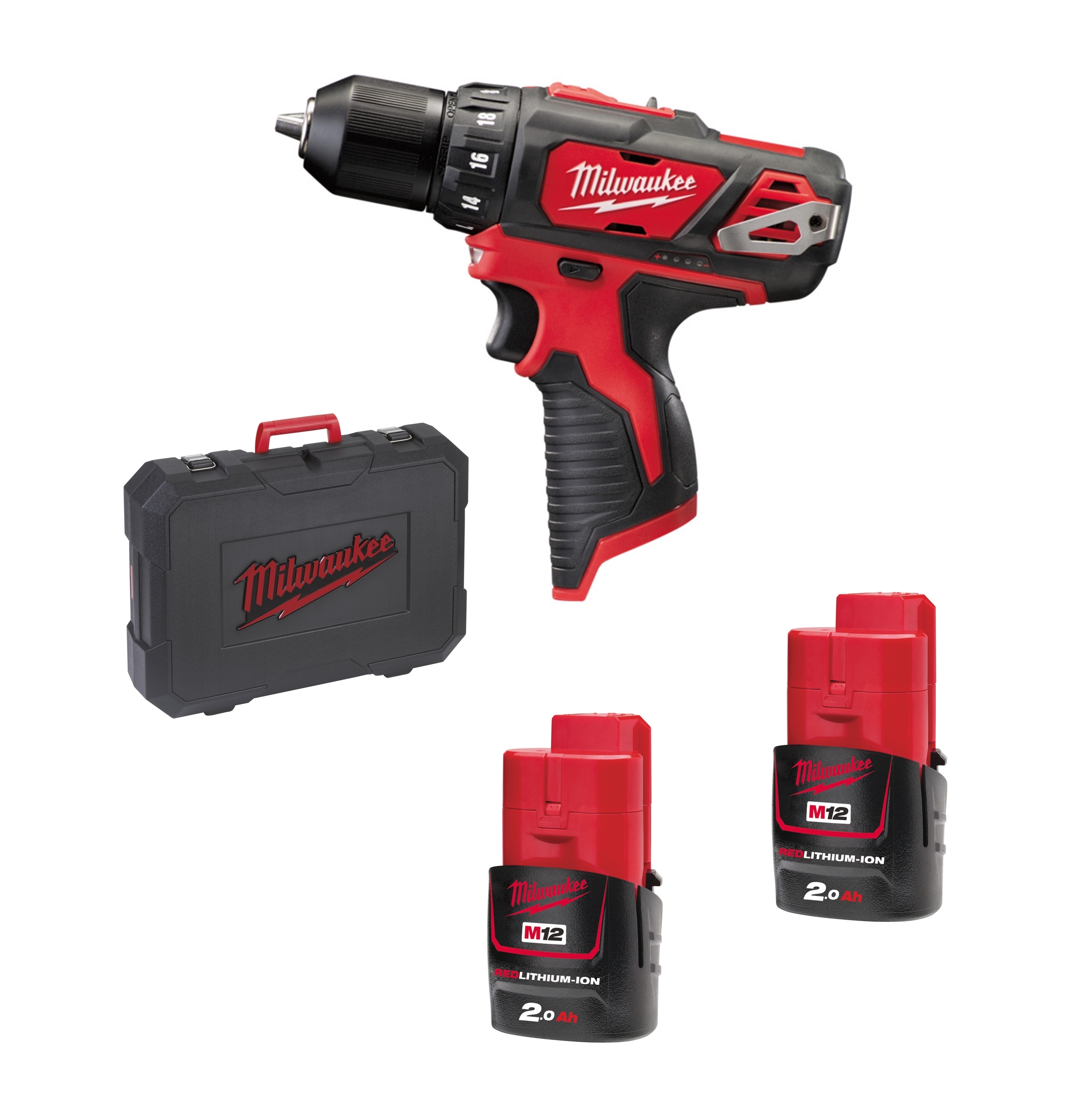 Milwaukee M12BDD-202C Akku-Bohrschrauber im Koffer 12V