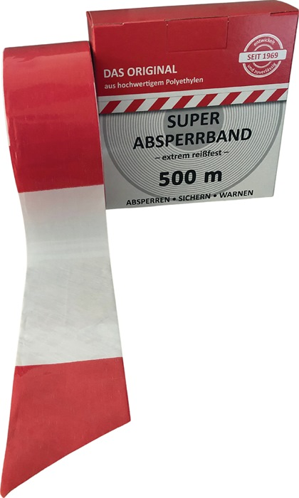 Absperrband Länge 500m Breite 80mm rot/weiß geblockt 500m/Karton