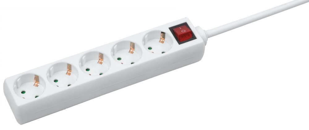 Steckdosenleiste 5-fach 1,4m IP20 weiß (m. Schalter) 230V 16A H05