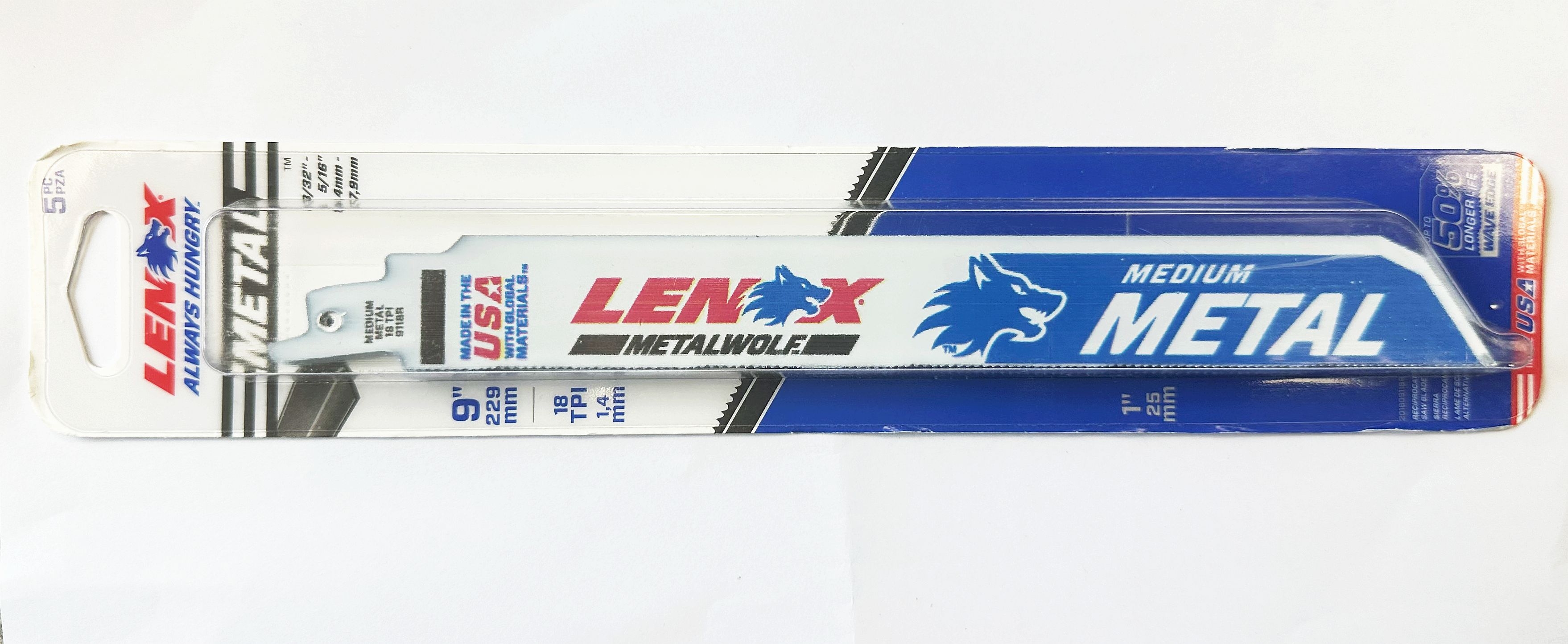 LENOX Bi-Metall Säbelsägeblatt 201809118R 229mm 18TPI (VE5) Heavy Duty Metall LENOX Bi-Metall Säbelsägeblatt 201809118R 229mm 18TPI (VE5) Heavy Duty Metall