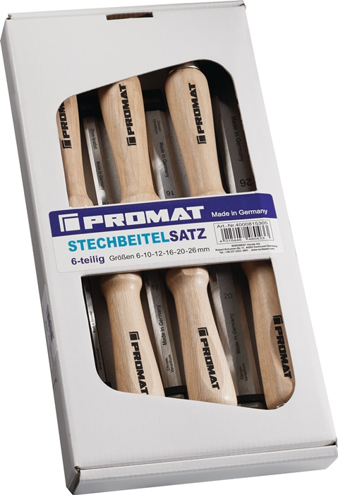 PROMAT Stechbeitelsatz 6,10,12,16,20,26mm 6-teilig CV-Stahl