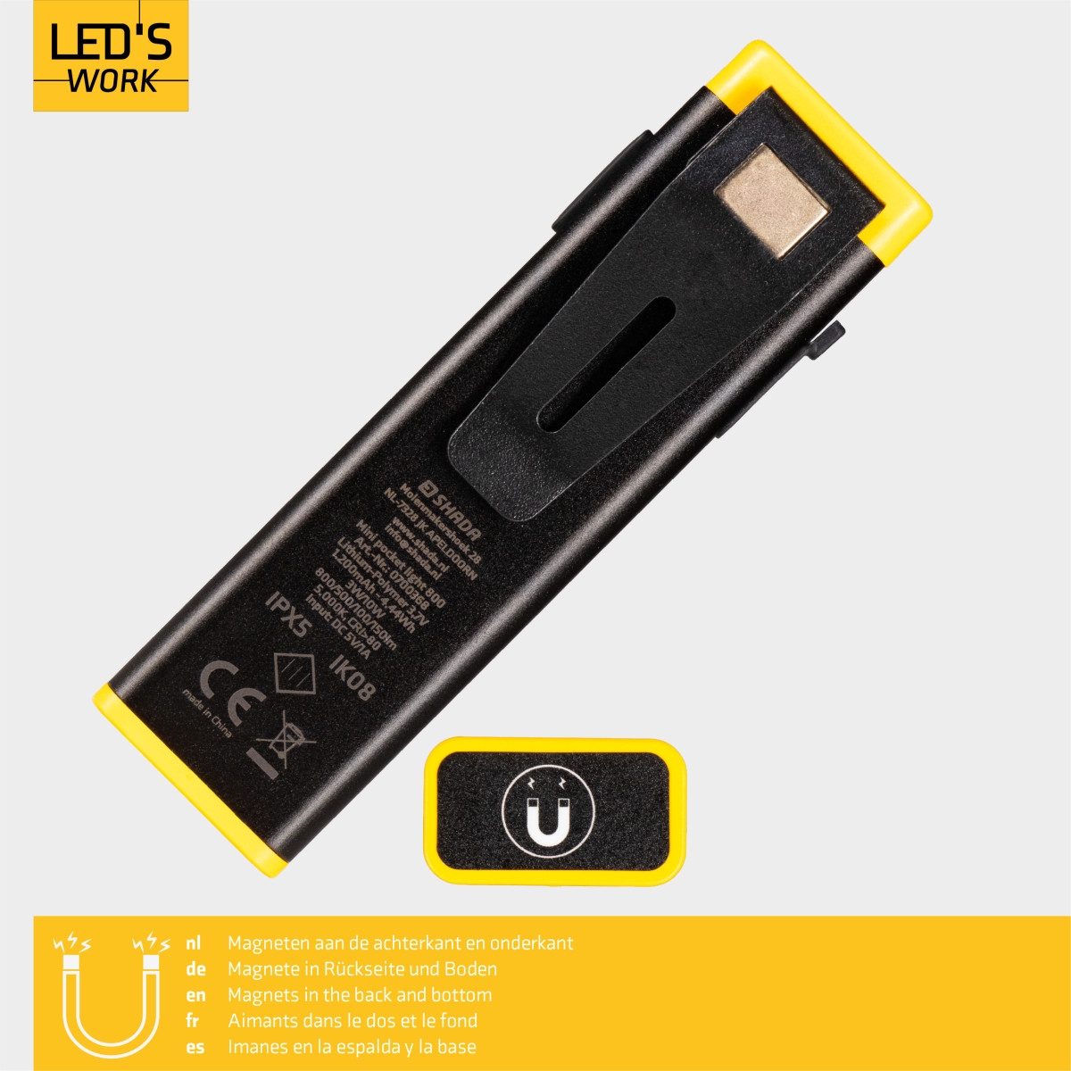 SHADA LED Akku-Mini Pocket-/Taschenlampe Light 800 (500lm +800lm Boost)