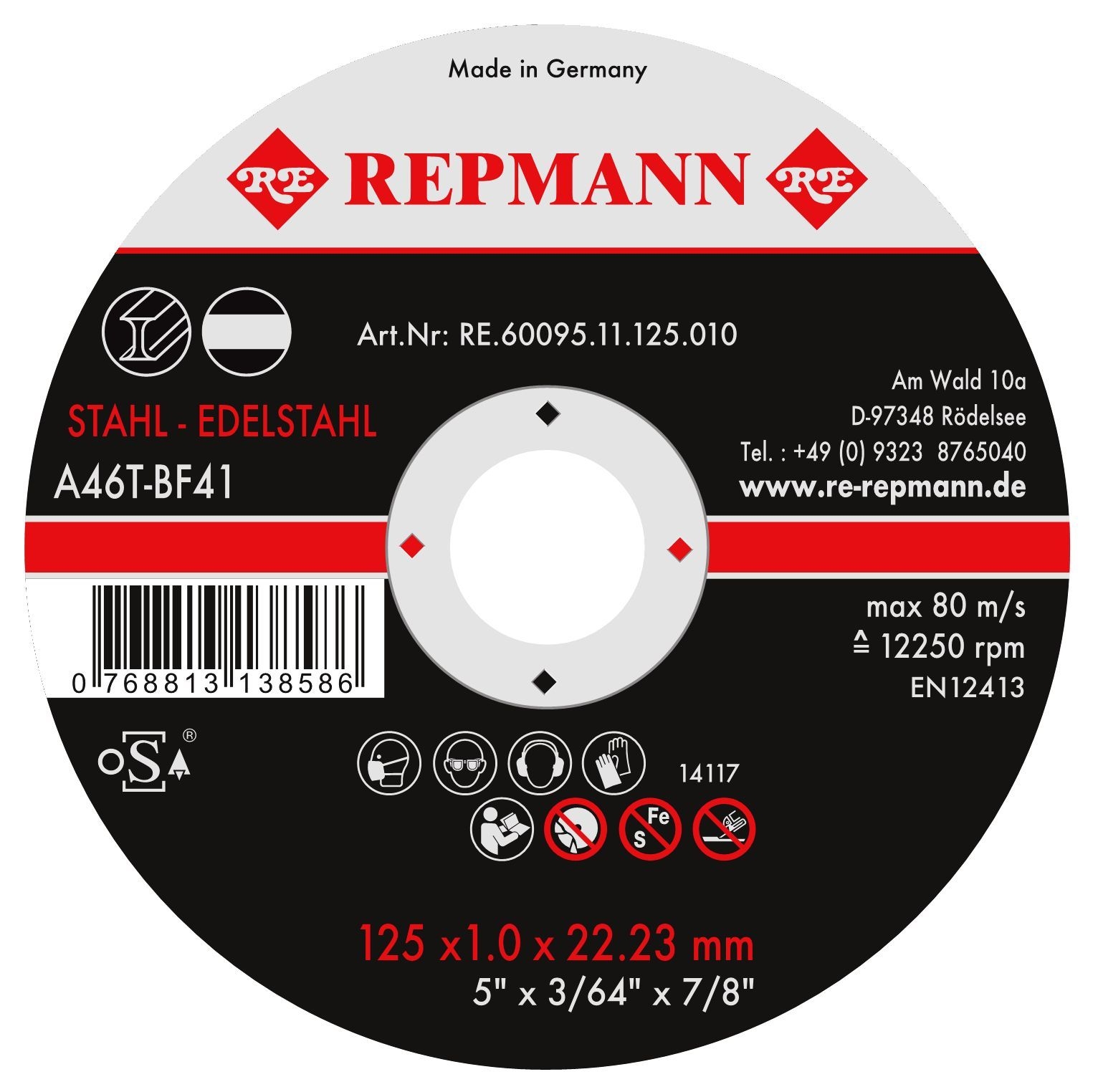 RE Trennscheibe INOX Ø 125x1,0mm gerade extradünn *Made in Germany*