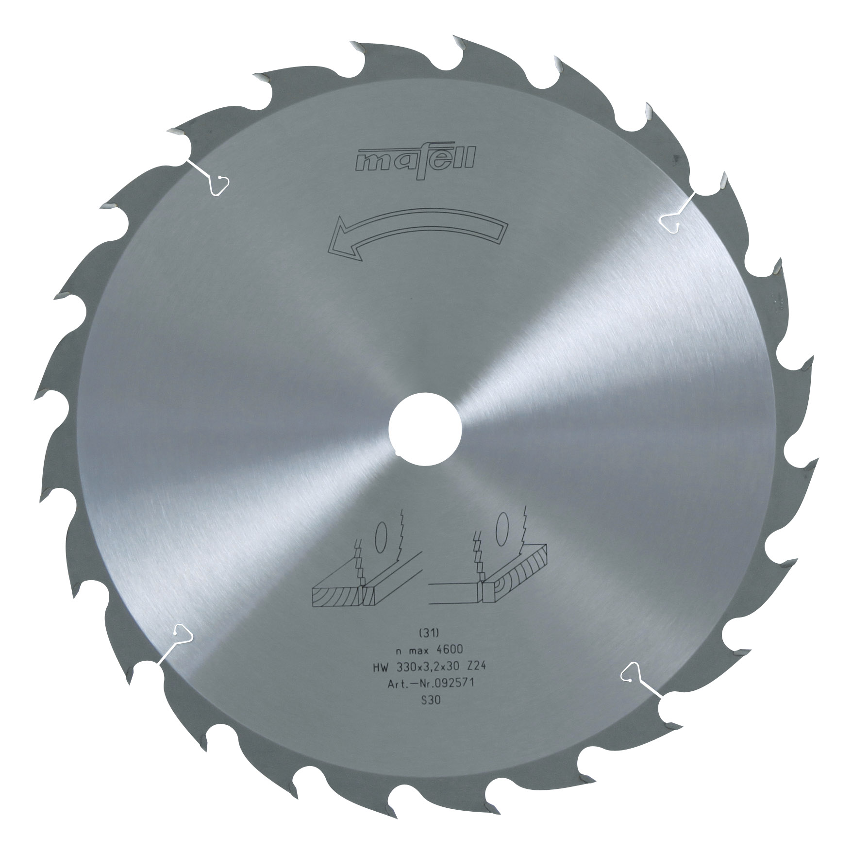Mafell Sägeblatt-HM 330 x 2,2/3,2 x 30 mm, Z 24, W