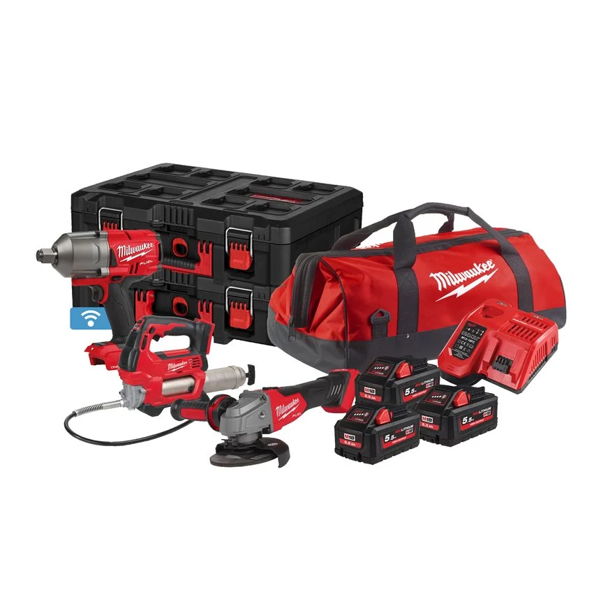 Milwaukee M18FPP3M-553P 18V-Set (M18GG+M18FSAG125X+M18ONEFHIWF34+3x5,5Ah)