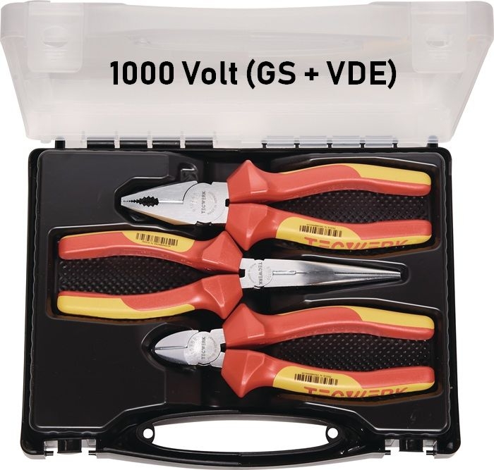 PROMAT Zangen-Satz Inhalt 3-tlg. VDE 1000V verchromt Kunststoffkoffer