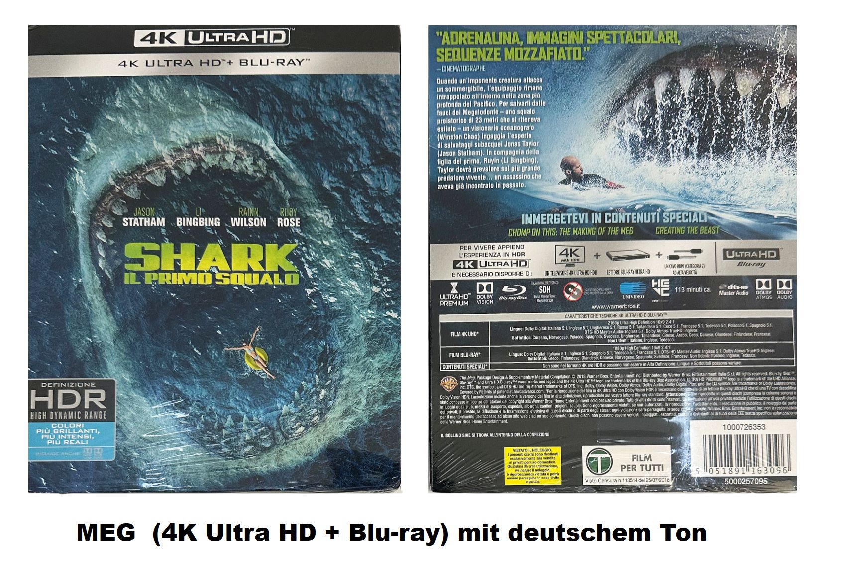 MEG Teil 1 (4K Ultra HD +Blu-ray) mit Jason Statham
