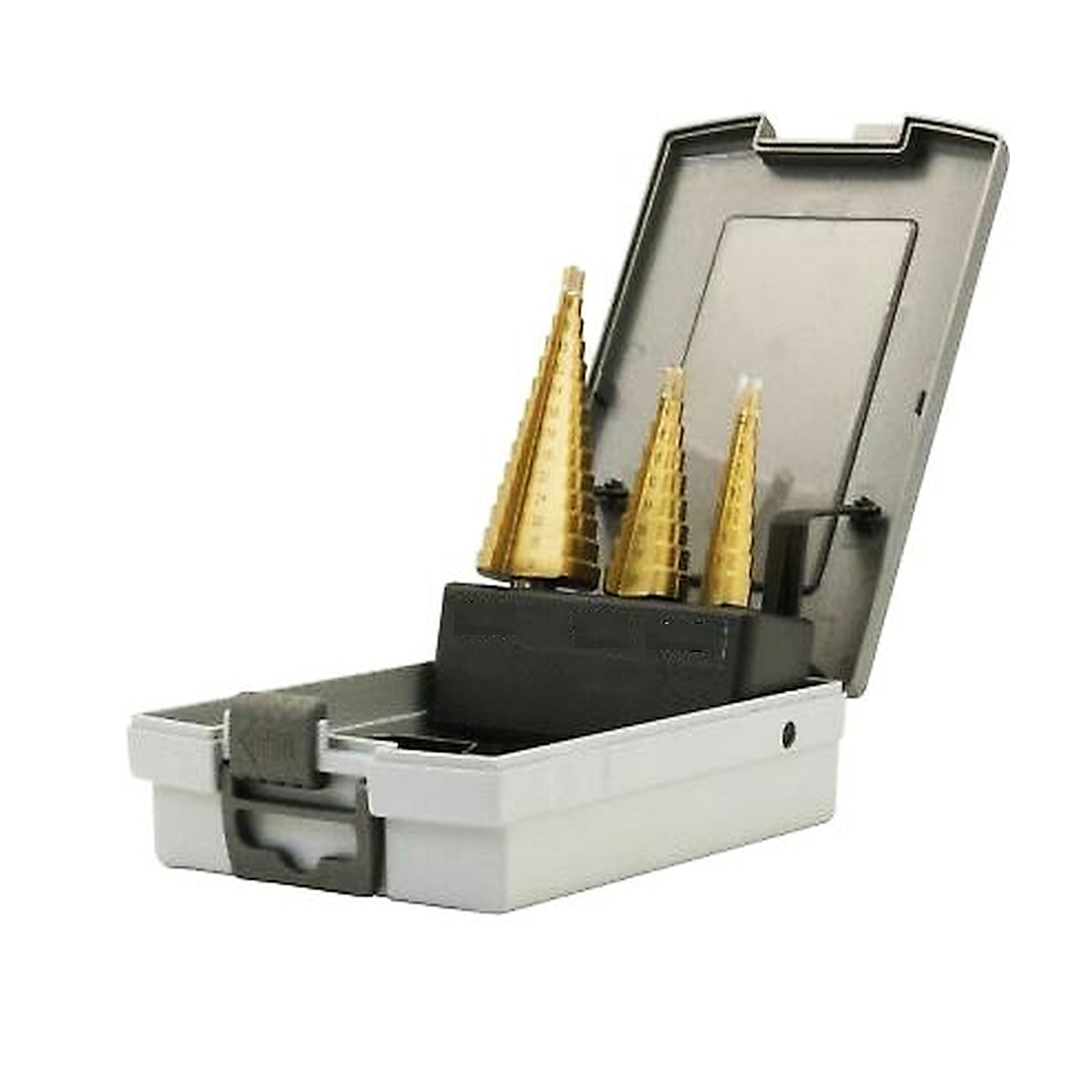 HSS-TiN Stufenbohrersatz 3-tlg. 4-12, 4-20, 6-30 mm in Rosebox