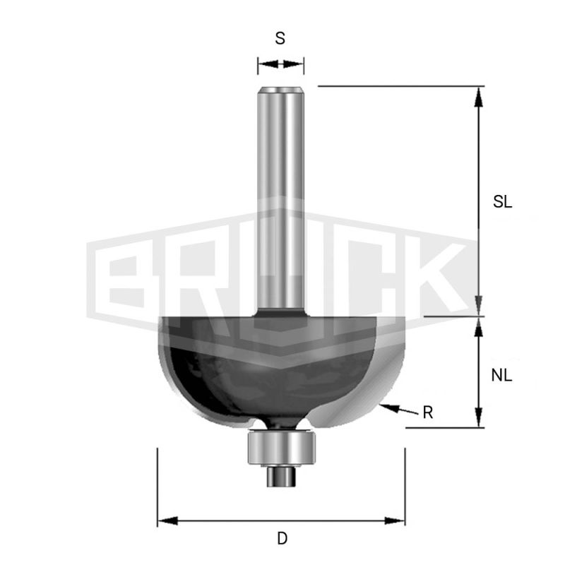 Brück HW-Hohlkehlfräser Ø 25,5, R8, S 8 mm Brück HW-Hohlkehlfräser Ø 25,5, R8, S 8 mm