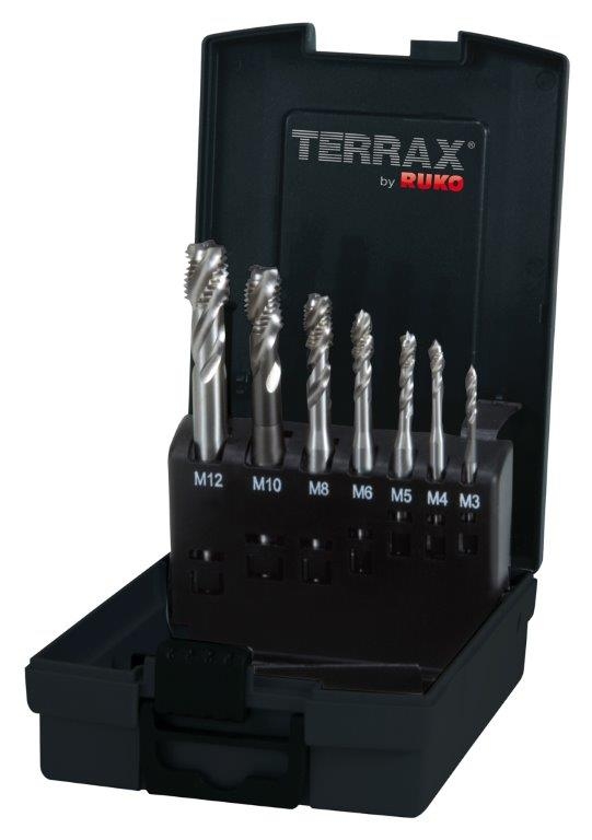 Ruko/TerraX HSSE-Co5 Gewindebohrersatz 7-tlg M3-M12 Form C Sackloch DIN 371/376