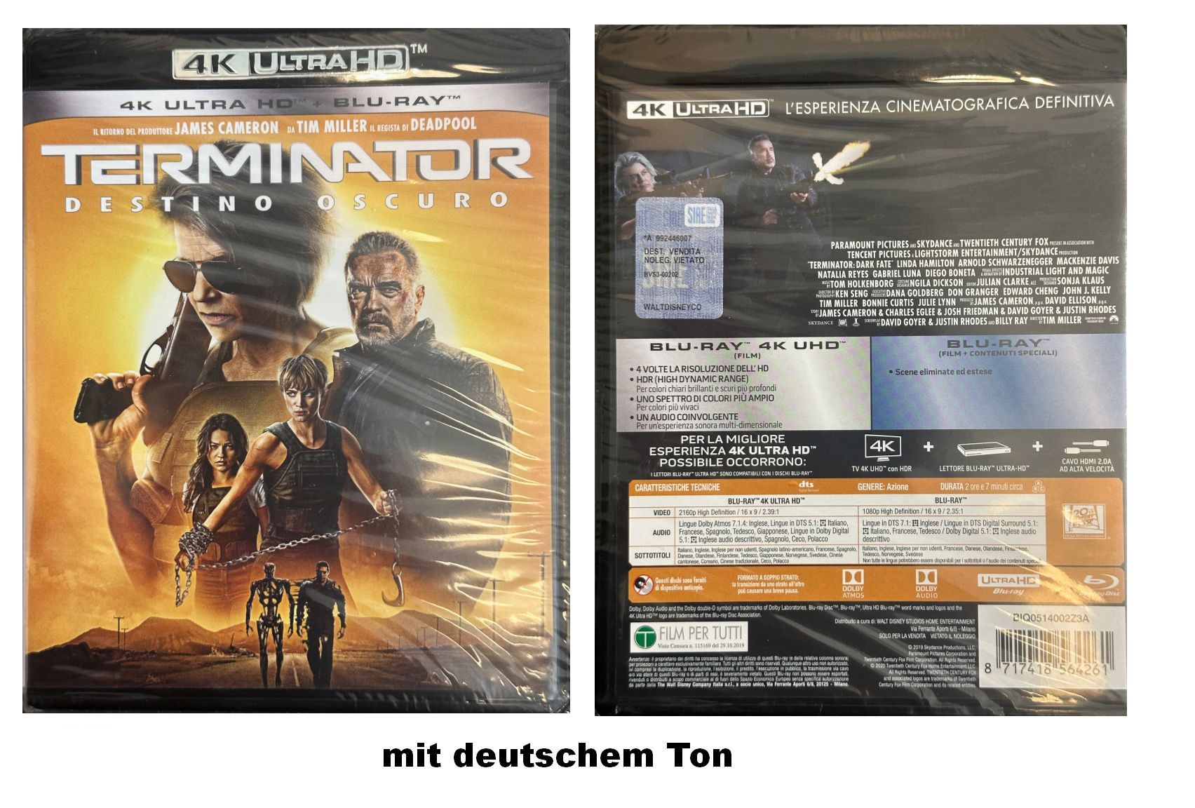 TERMINATOR - Dark Fate (4K Ultra HD +Blu-ray) mit deutschem Ton (2-Disc)