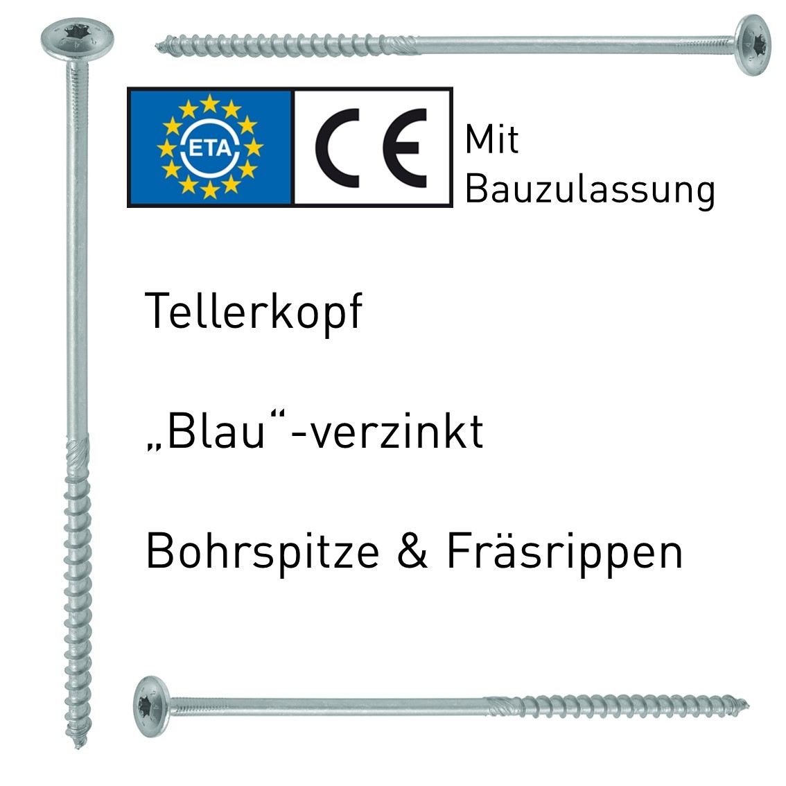 StarDrive Holzbauschraube Tellerkopf verz. ETA  D. 6+8mm (50er, 100er Pack)
