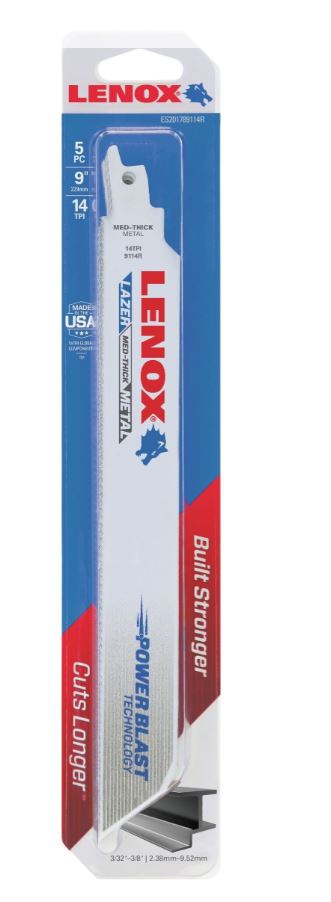 Lenox Säbelsägeblatt 201789114R 229 mm 14 TPI Heavy Duty Metall Bi-Metall