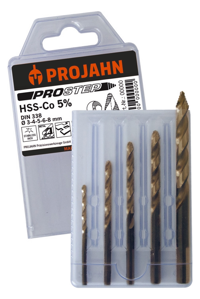 Projahn HSS-Co5 Bohrer-Set PROSTEP  5-tlg Ø 3, 4, 5, 6, 8 mm