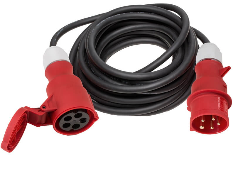 Gummi-Verlängerung 400V 10m IP44 Zulas. H07RN-F 5G4,0 (32A)
