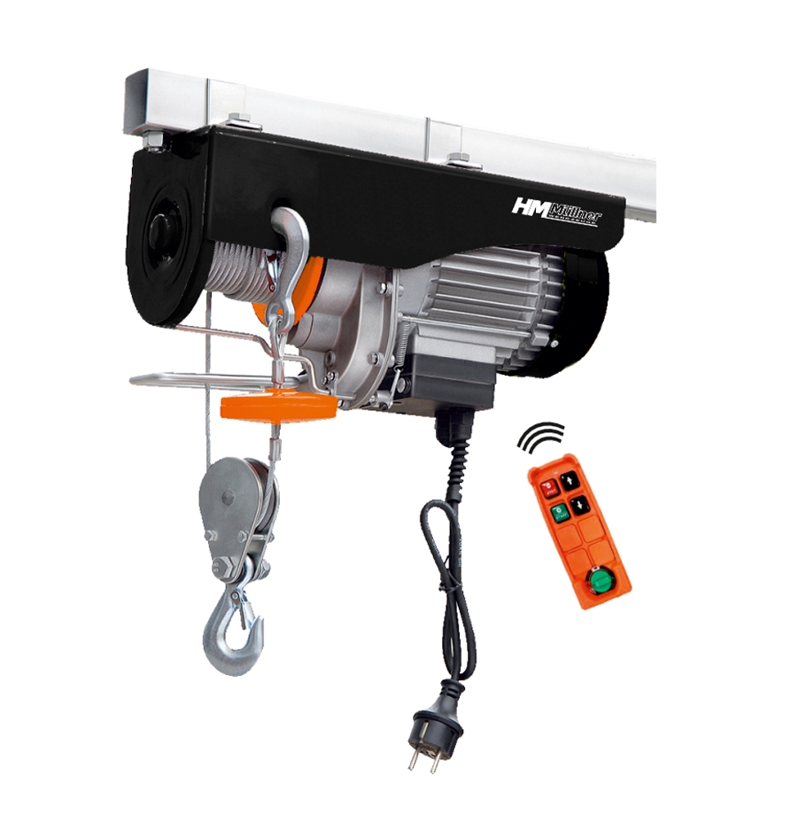 HM Müllner Elektr. Seilwinde 600kg Hebehöhe 6m/12m 1050W m.Funkfernbedienung 20m