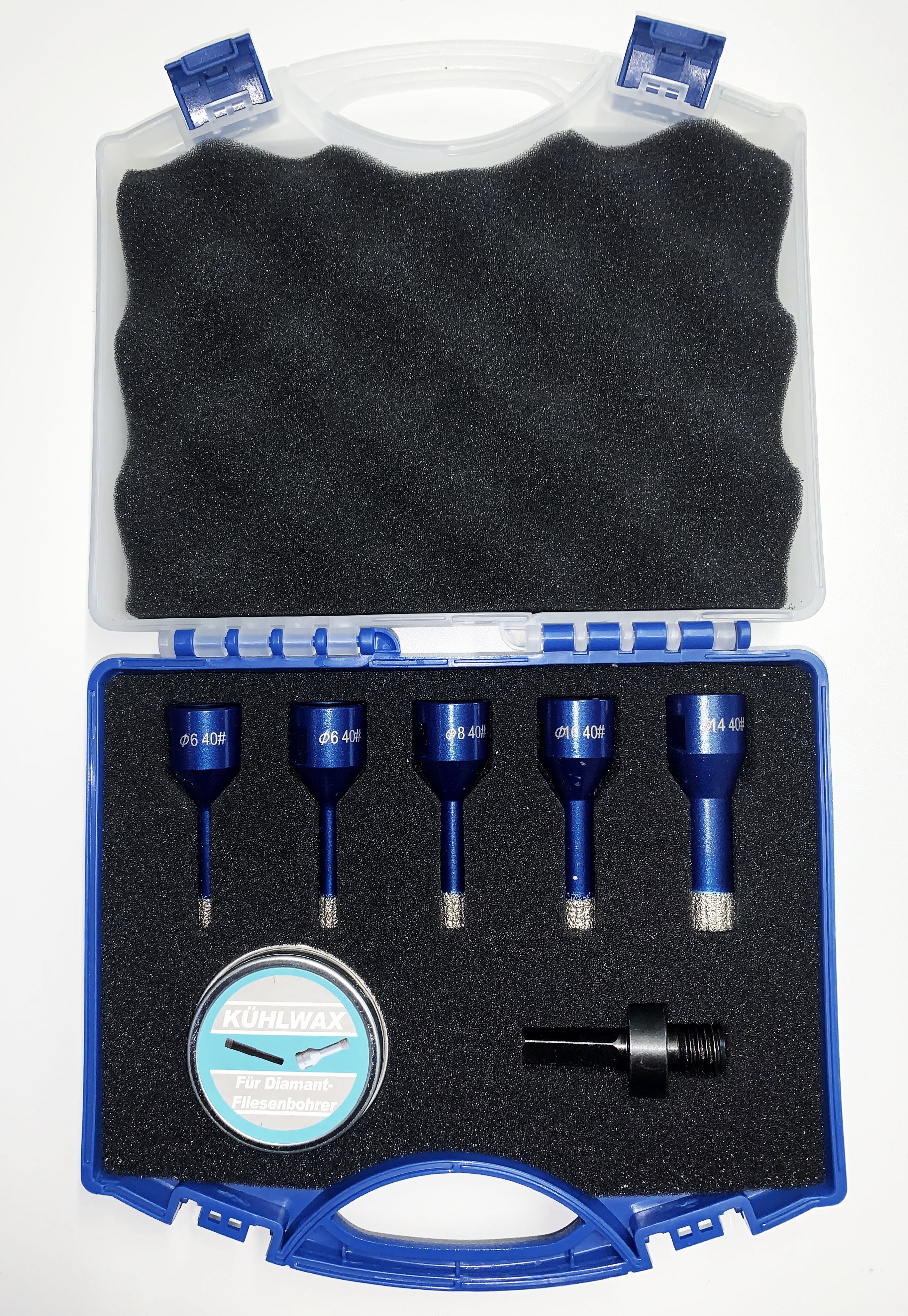 Fliesenbohrerset Diamant 7-tlg (6/6/8/10/14) M14 +Adapter